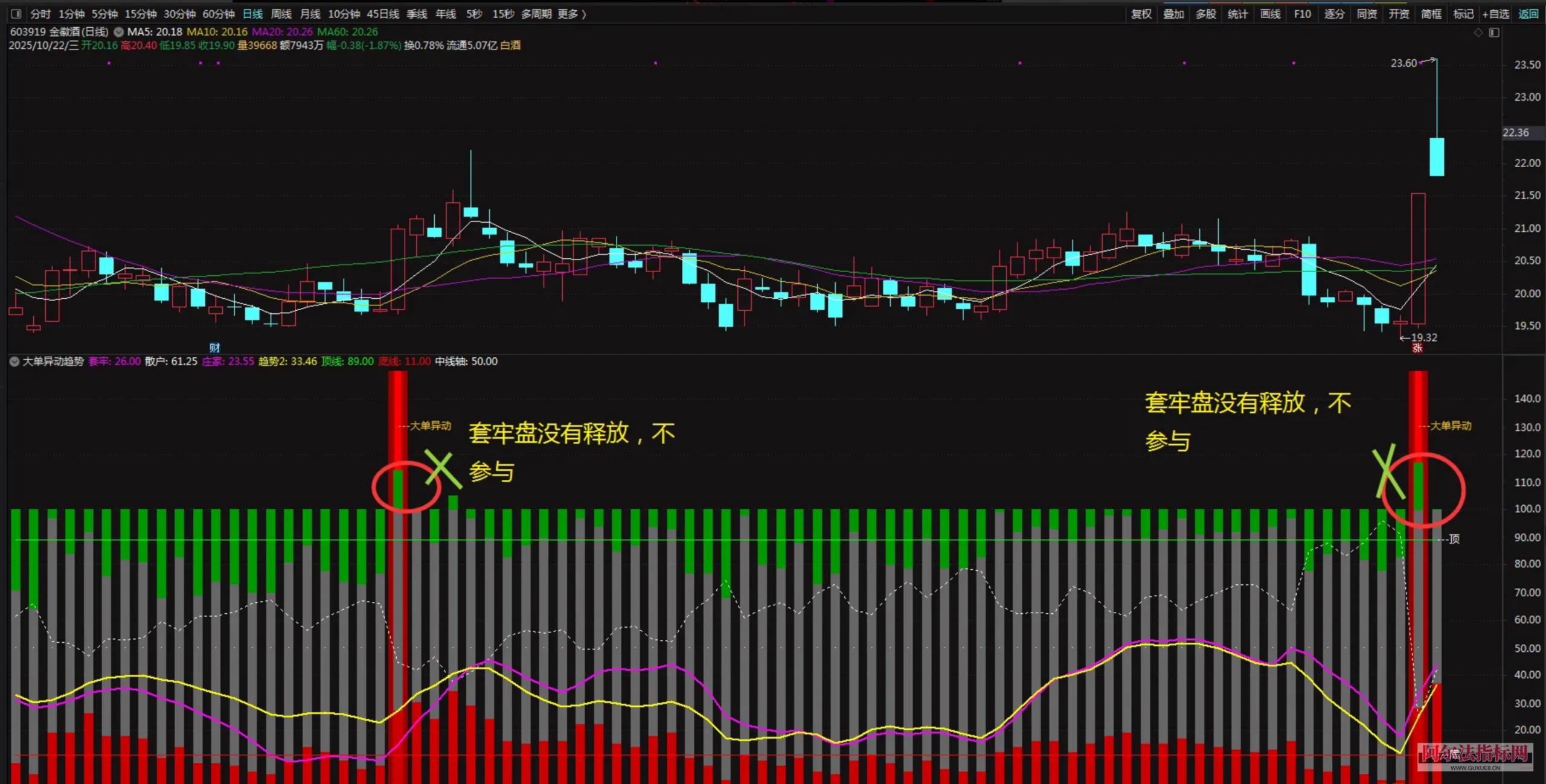 图片[5]阿尔法指标网-提供金钻指标以及精品亲测实战指标公式，汇集各大股市名师高手教程、股市战法交流等.....【大单异动趋势】捕捉主力资金异动，判断中短期趋势，看清庄家趋势 通达信副图指标 无加密！【实战指标系列】阿尔法指标网-提供金钻指标以及精品亲测实战指标公式，汇集各大股市名师高手教程、股市战法交流等.....阿尔法指标网